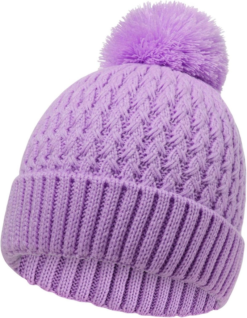 Peninpha Winter Hat for Kids Children, Girls Beanie with Pom Pom, Girls Accessories Knit Beanies Cap Age 7-12 - Image 1